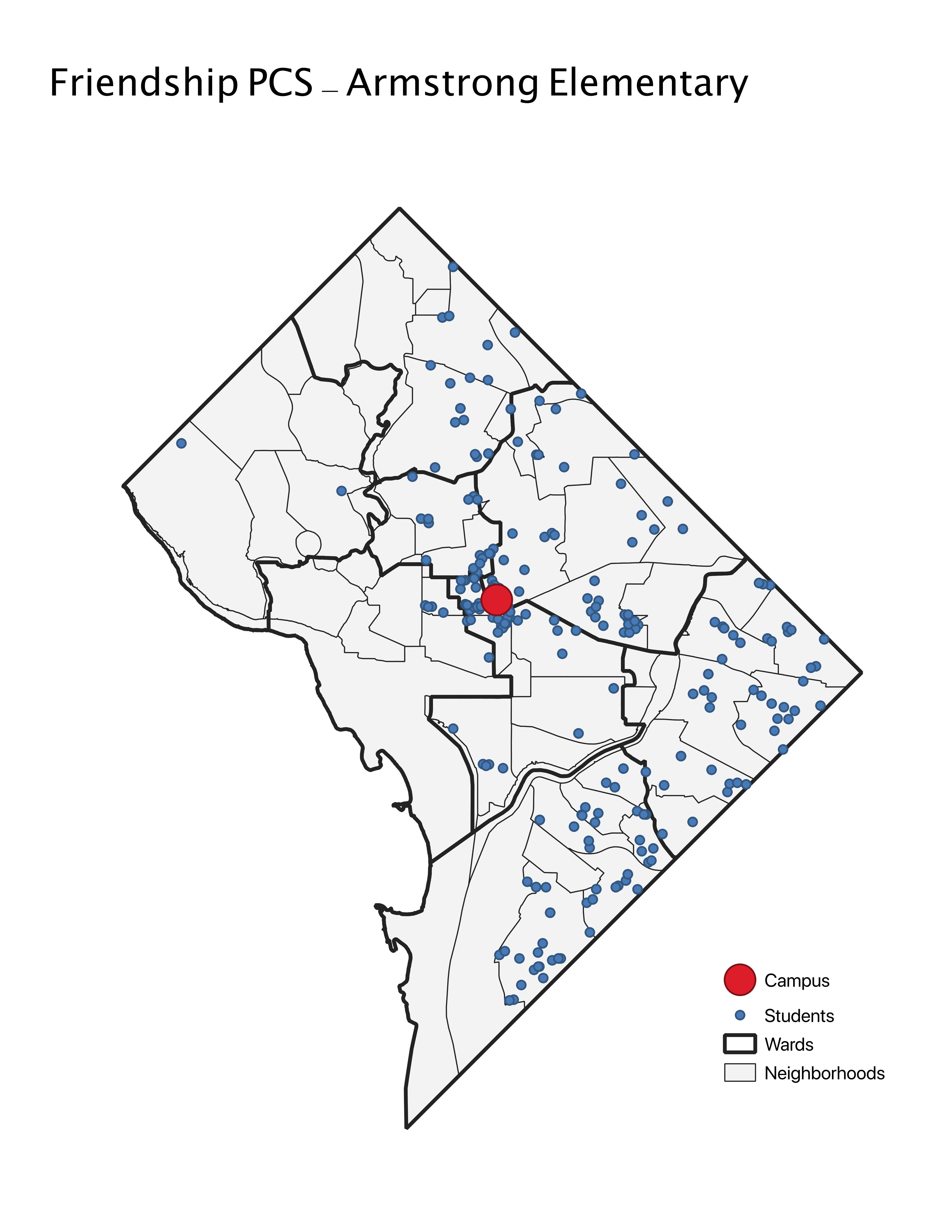 Friendship PCS Armstrong Student Location Map DC PCSB
